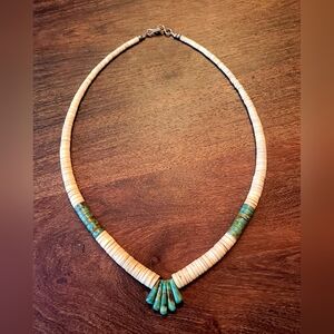 Santo Domingo/Kewa Pueblo Turquoise and Heishi Shell Necklace